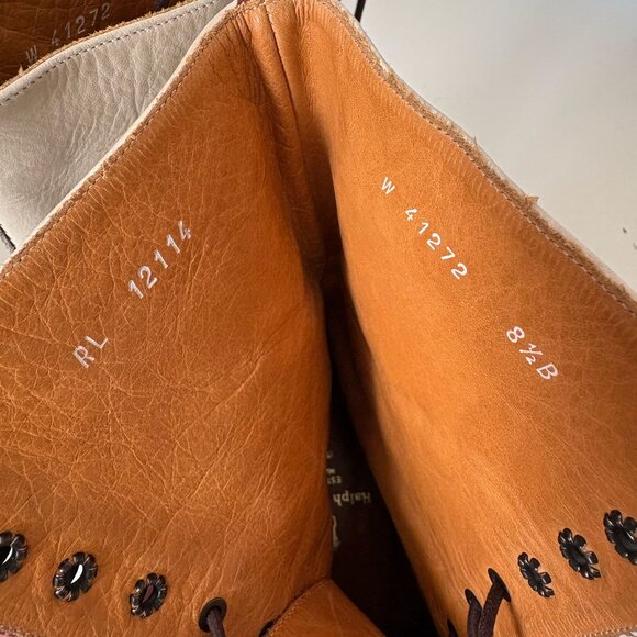 ULTRA RARE Vtg 80s Ralph Lauren Collection Leather Wingtip Granny Boots ITALY - Picture 7 of 8